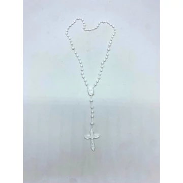 Rózsafüzér műanyag madzagon fehér