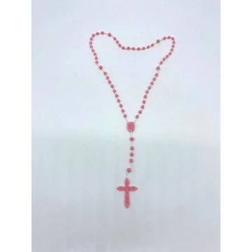 Rózsafüzér műanyag madzagon rózsaszín