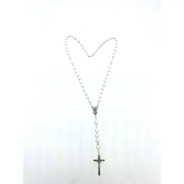 Rózsafüzér műanyag dróton fehér