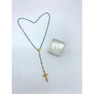 Rózsafüzér aranyozott cseh tokkal kék