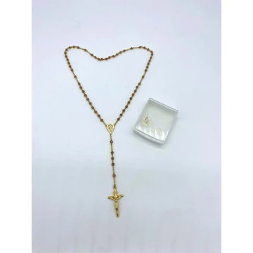 Rózsafüzér aranyozott cseh tokkal drapp