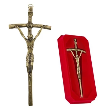 Réz feszület pápai antikolt 27cm 02-283