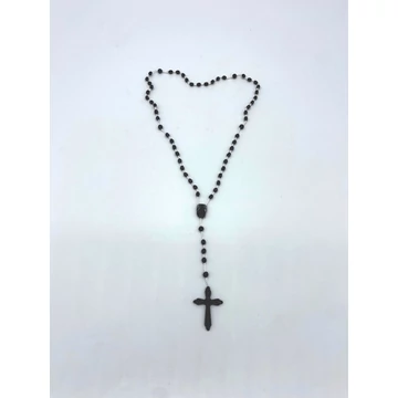 Rózsafüzér műanyag madzagon fekete