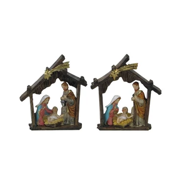 Betlehem  3 alakos(Szt. Csal.) kis házzal 10cm magas ( 9451 )