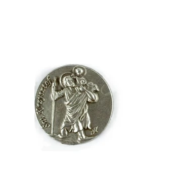 Plakett Szent Kristóf fém kerek 'nagy' d40mm