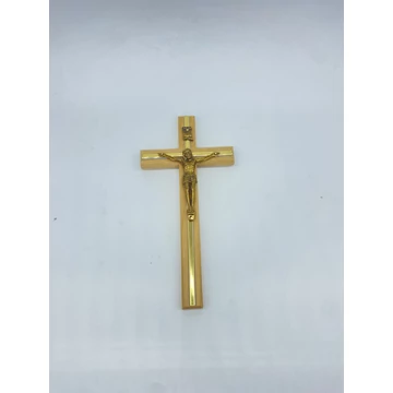 Feszület fali natúr arany csíkkal 24cm