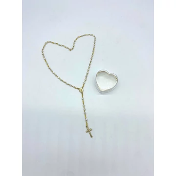 Rózsafüzér kristály 4mm arany mintás szíves tokkal tekla