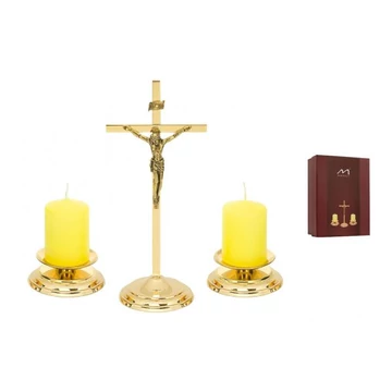 Réz szett TRAD. 20cm (1db álló feszület + 2db gyertyatartó) 00-02