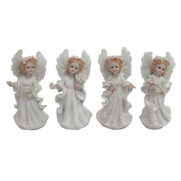 Angyal fehér csillámos, virággal 11cm ( 5528 )