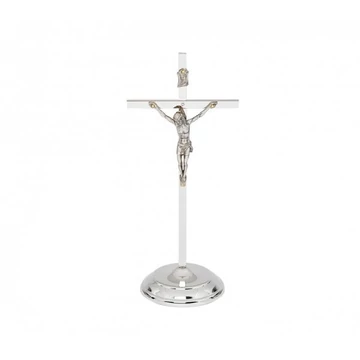 Réz feszület álló 20cm nikkelezett 02-030