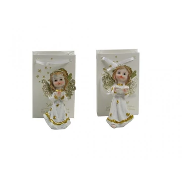 Angyal fehér arany 7,5cm dísztasakban