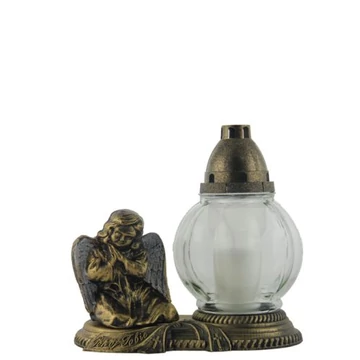 Üvegmécses  114 fehér-ezüst-arany üveg mellette angyal