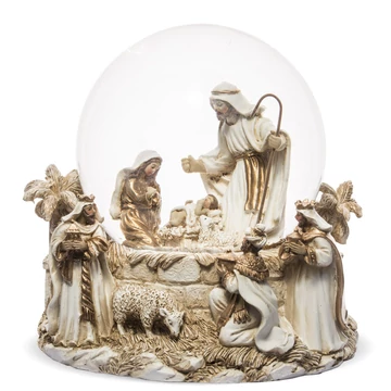 Hógömb betlehem aranyozott