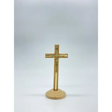 Feszület natúr álló arany csíkkal 24cm fa