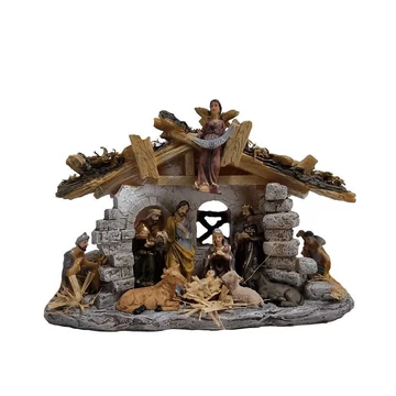 Betlehem házzal 11 alakos 18,5cm VILÁGÍTÓS  9214