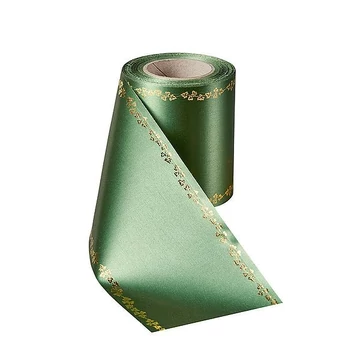 Koszorúszalag EDV szatén 100mm 25m mintás zöld