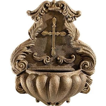 Szobor festett Szenteltvíztartó kereszt dísszel  47cm 946