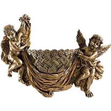 Szobor festett Szenteltvíztartó két szélen angyal 40x30cm 952