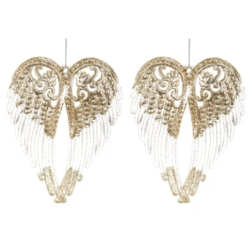 Üveg hatású szárny akasztós dísz (2db-os)