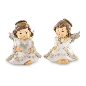 Angyal téli fehér ülő 9cm 132374