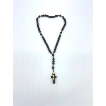 Rózsafüzér fa madzagos kis szemű fekete