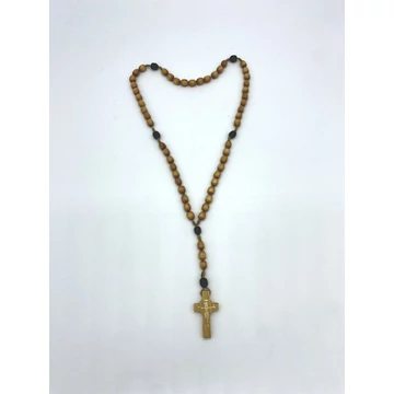 Rózsafüzér fa madzagon nagy szemű natúr