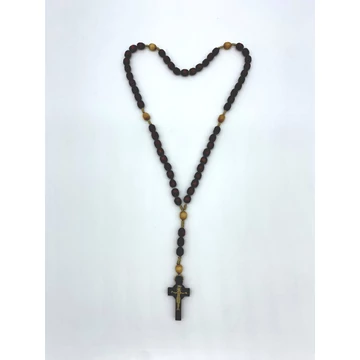 Rózsafüzér fa madzagon nagy szemű bordó