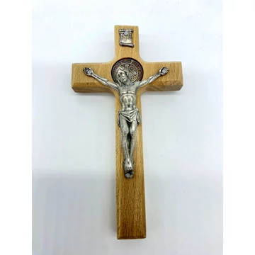 Feszület fali Benedek medállal 15cm natúr 014