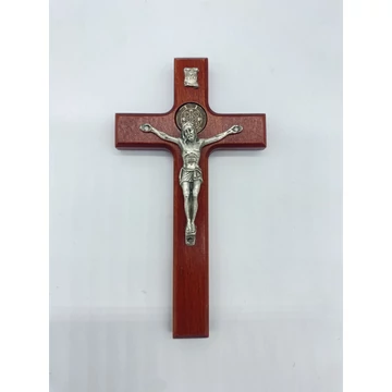 Feszület fali Benedek medállal 35cm bordó 050