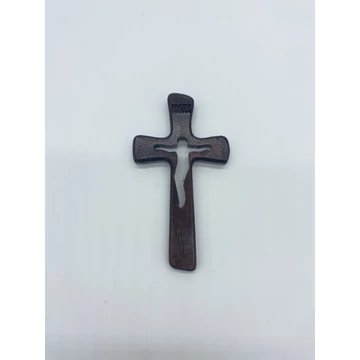 Feszület belül faragott 12cm fekete fali