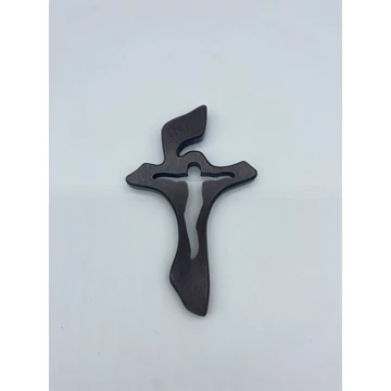 Feszület belül faragott 15cm fekete fali  012