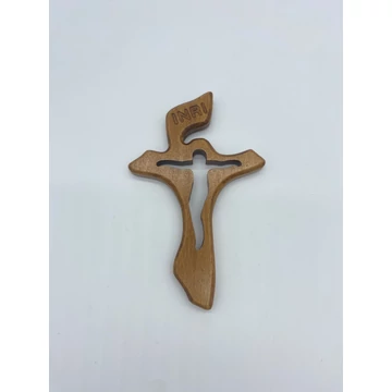 Feszület belül faragott 15cm barna fali  012