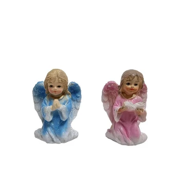 Angyalka térdelő kék-rózsaszín 6,5cm 5356