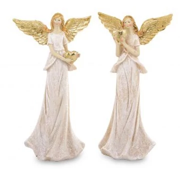 Angyal fehér arany szívvel 31cm