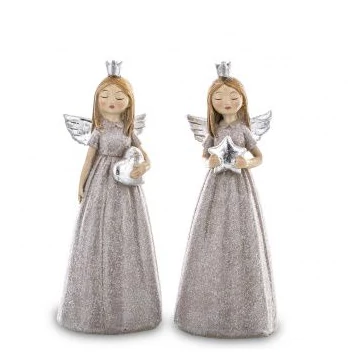 Angyal ezüst kézben csillag/szív 14cm 147377