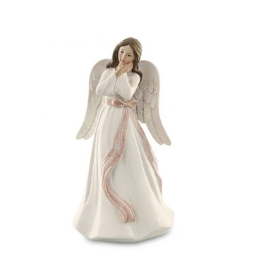 Angyal fehér rózsaszín masnival 18,5cm