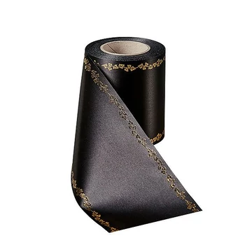 Koszorúszalag EDV szatén 75 mm 25m mintás fekete