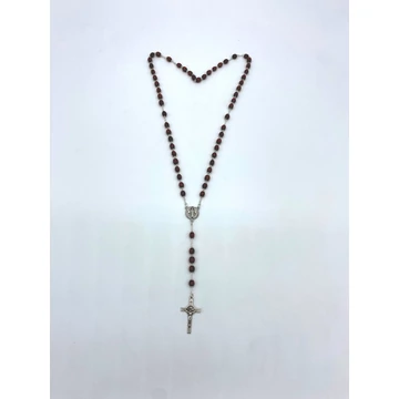 Rózsafüzér fa dróton Benedek kereszttel barna