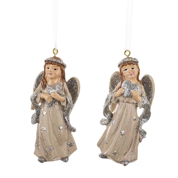 Angyalka akasztós ezüst csillagos 8,5cm 131391