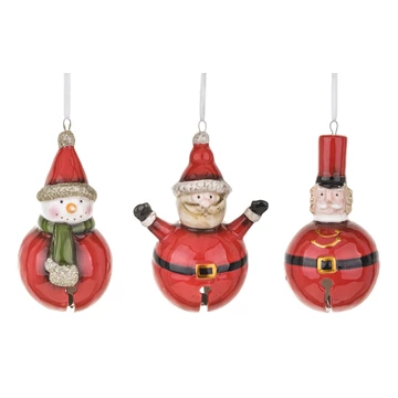 Karácsonyfadísz 3db-os Mikulás-Hóember 132195