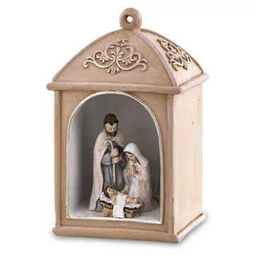 Karácsonyi lámpás Szent Családdal világító 11cm 146702