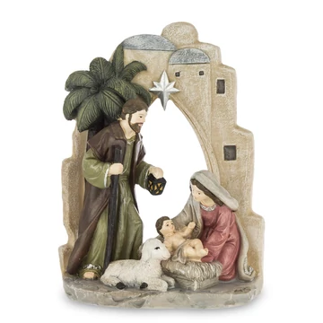 Szent Család kapuban báránnyal színes 18cm 149081