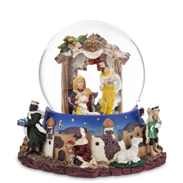 Karácsonyi gömb Szent Család-Három Királyok Betlehem 16x16x16cm 155902