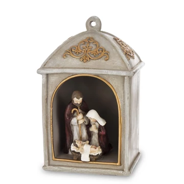 Karácsonyi lámpás Szent Családdal világító 11cm 156525