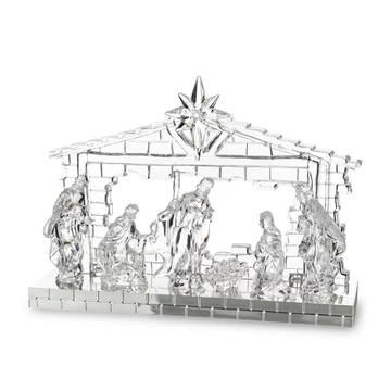 Üveg hatású Betlehem világít+zenél 22x30x9cm 159632