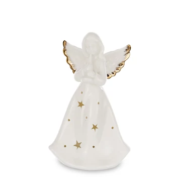 Angyal fehér arany dísz csillag világítós 15cm 159909