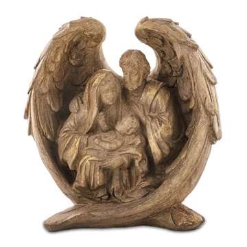 Szent Család fa hatású szárnyak közt 20x19x11cm 147009