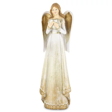 Angyal szívvel bézs/arany 29cm