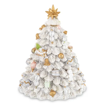 Zenedoboz Karácsonyfa fehér 15cm