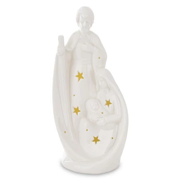 Szent Család kerámia fehér világító 22cm